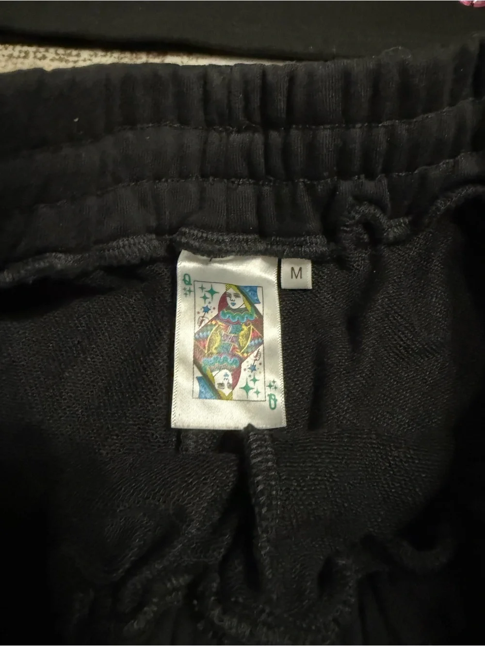 QUEEN OF SPARKLES SET Black Hoodie & Shorts with Multicolor Gems